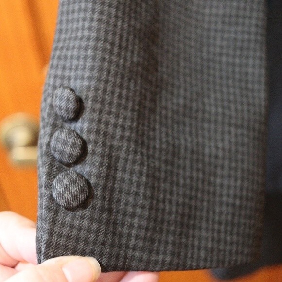 Mark Shale Vintage Charcoal Gingham Skirt Suit with Oriental Style Jacket 12 - Picture 5 of 15